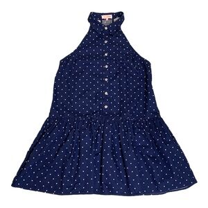 RE:NAMED Navy Blue Polka Dot Halter Dress